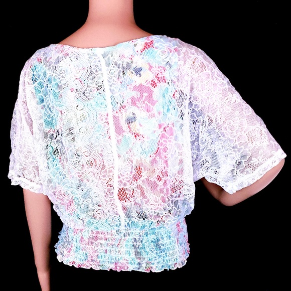 Bwear Women Top Blouse Lace Floral Size L - Picture 3 of 5